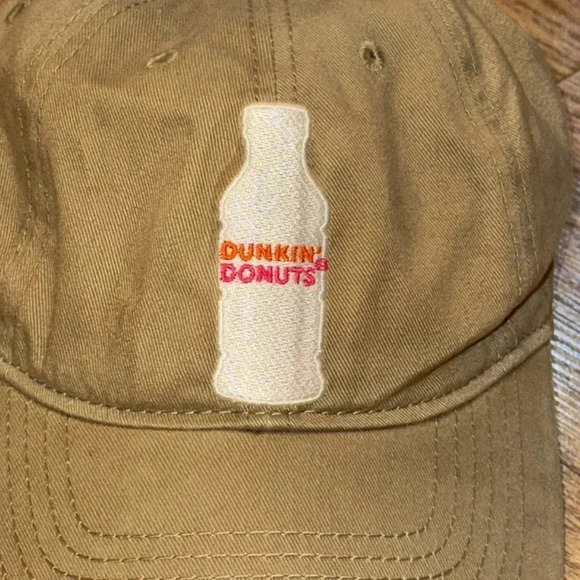 dunkin’ donuts DD logo coffee ball cap hat khaki color adjustable baseball cap - Picture 2 of 10